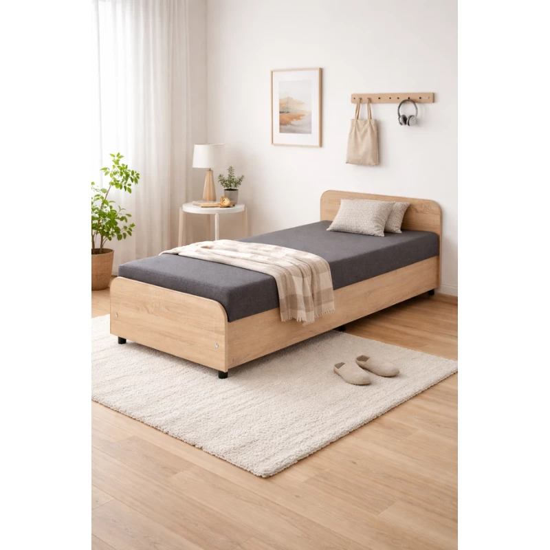 Tagesbett mit Kopfteil und Stauraum 80x200 LUNVI - Dunkelgrau