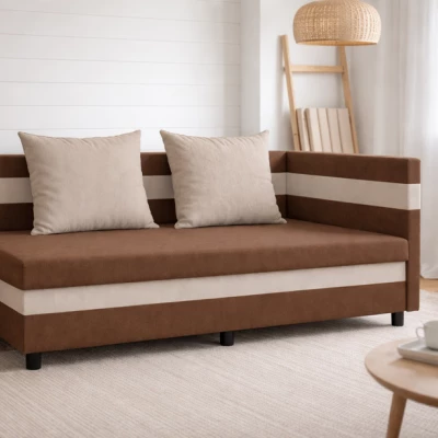 Tagesbett mit Stauraum 80x200 LUNTERA - braun/beige