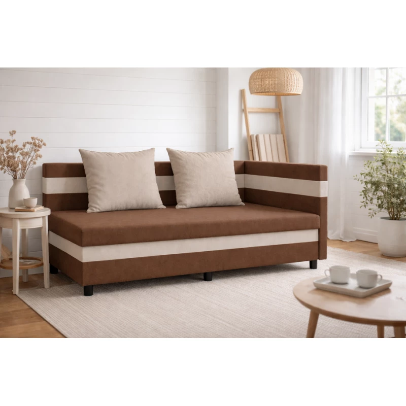 Tagesbett mit Stauraum 80x200 LUNTERA - braun/beige