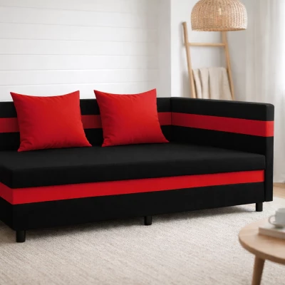 Tagesbett mit Stauraum 80x200 LUNTERA - schwarz/rot