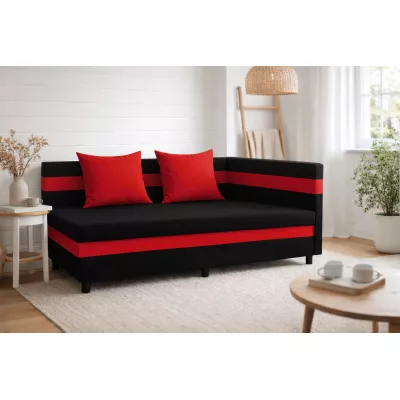 Tagesbett mit Stauraum 80x200 LUNTERA - schwarz/rot