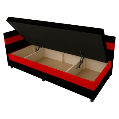 Tagesbett mit Stauraum 80x200 LUNTERA - schwarz/rot