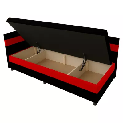 Tagesbett mit Stauraum 80x200 LUNTERA - schwarz/rot