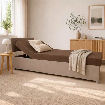 Verstellbares Tagesbett mit Stauraum 110x200 ORNOVA - braun/beige