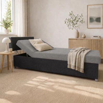 Verstellbares Tagesbett mit Stauraum 110x200 ORNOVA - Hellgrau/Schwarz