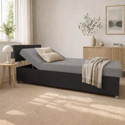 Verstellbares Tagesbett mit Stauraum 110x200 ORNOVA - Hellgrau/Schwarz