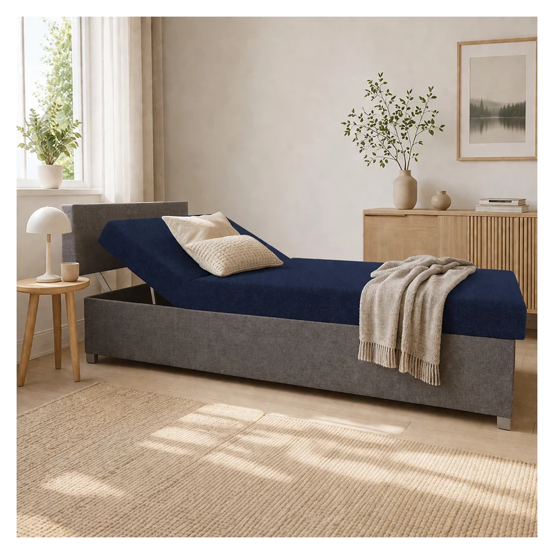 Verstellbares Tagesbett mit Stauraum 110x200 ORNOVA - blau/schwarz