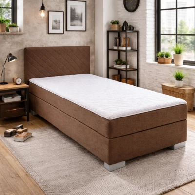 Einzel-Boxspringbett 90x200 TIRBEN - dunkelbraun