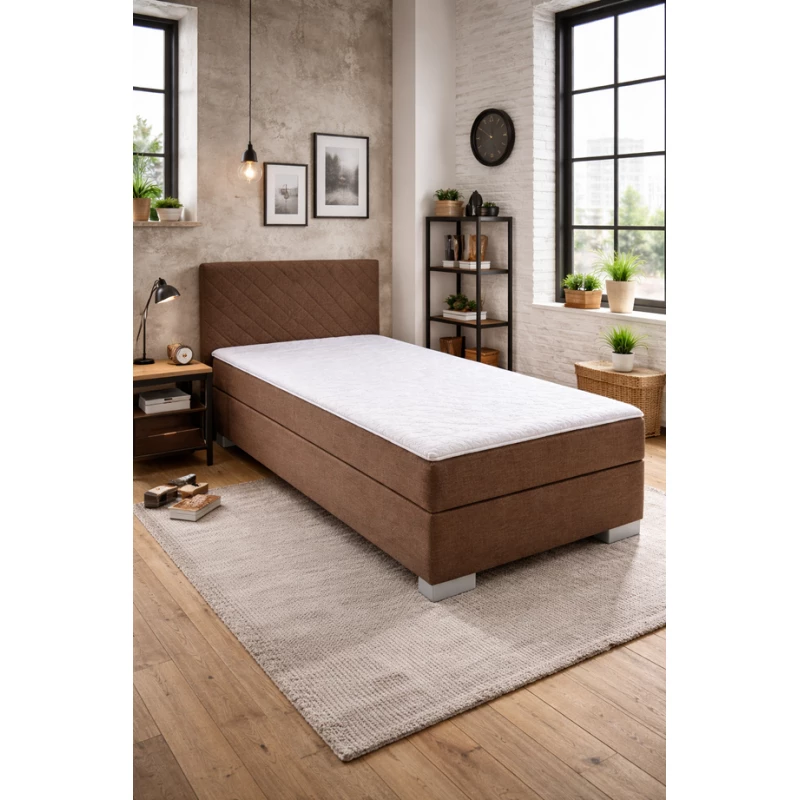 Einzel-Boxspringbett 90x200 TIRBEN - dunkelbraun