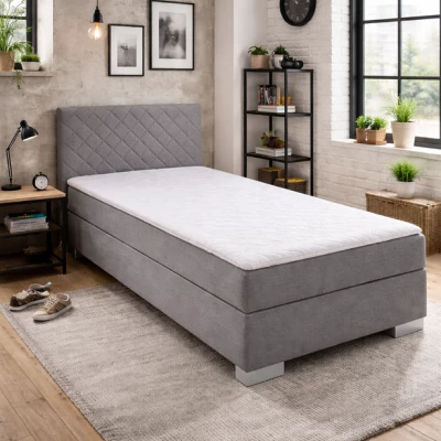 Einzel-Boxspringbett 90x200 TIRBEN - grau