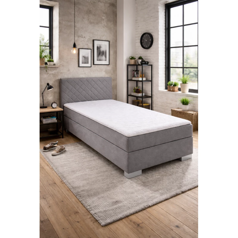Einzel-Boxspringbett 90x200 TIRBEN - grau
