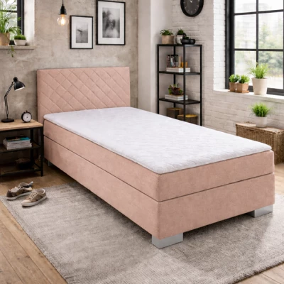 Einzel-Boxspringbett 90x200 TIRBEN - Hellrosa