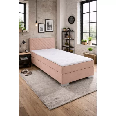 Einzel-Boxspringbett 90x200 TIRBEN - Hellrosa