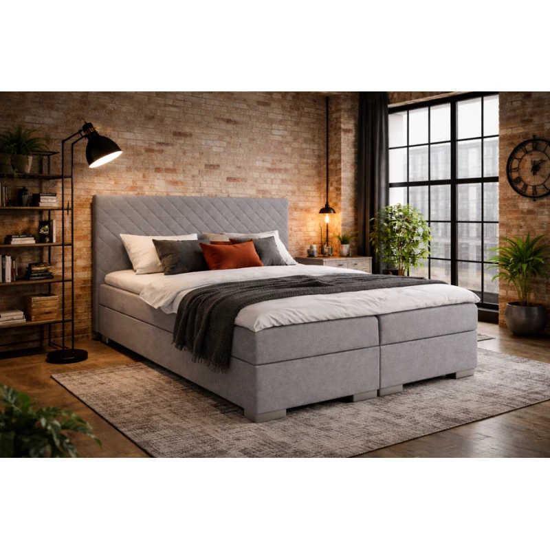 Doppelbett mit Boxspringbett 160x200 TIRBEN - grau