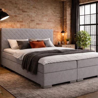 Doppelbett mit Boxspringbett 160x200 TIRBEN - hellgrau