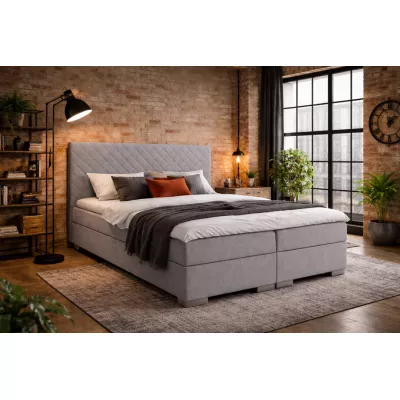 Doppelbett mit Boxspringbett 160x200 TIRBEN - hellgrau