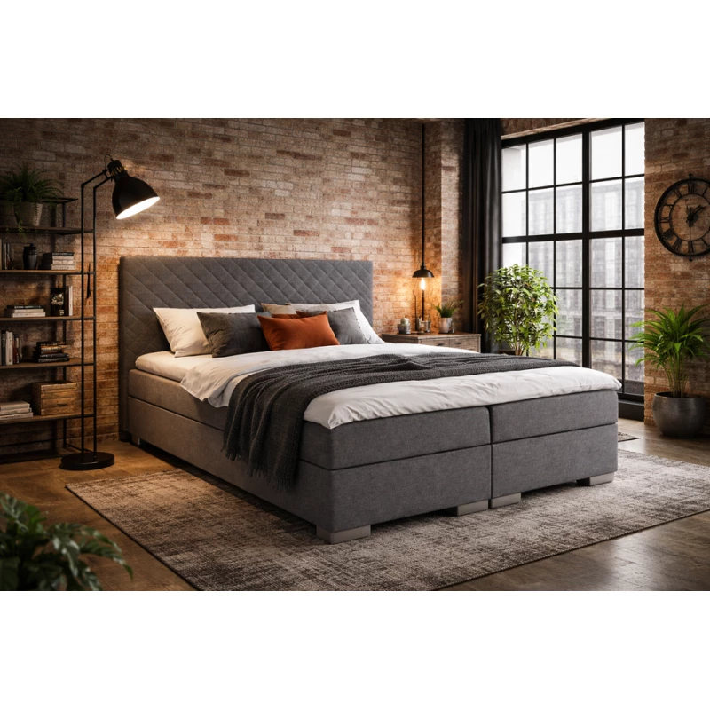Boxspringbett 140x200 TIRBEN - dunkelgrau