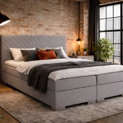 Boxspringbett 140x200 TIRBEN - grau