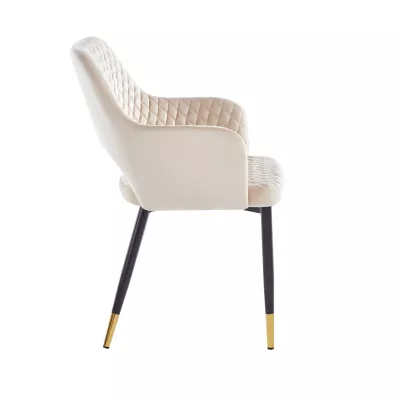 YONITA Polsterstuhl für Esszimmer - beige / schwarz / gold