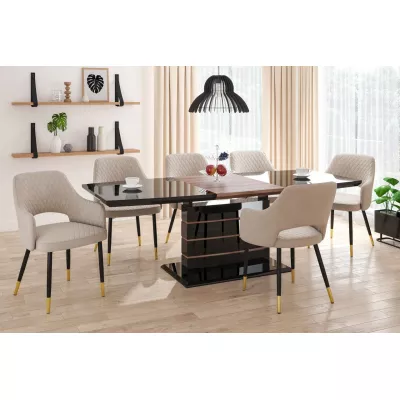 YONITA Polsterstuhl für Esszimmer - beige / schwarz / gold