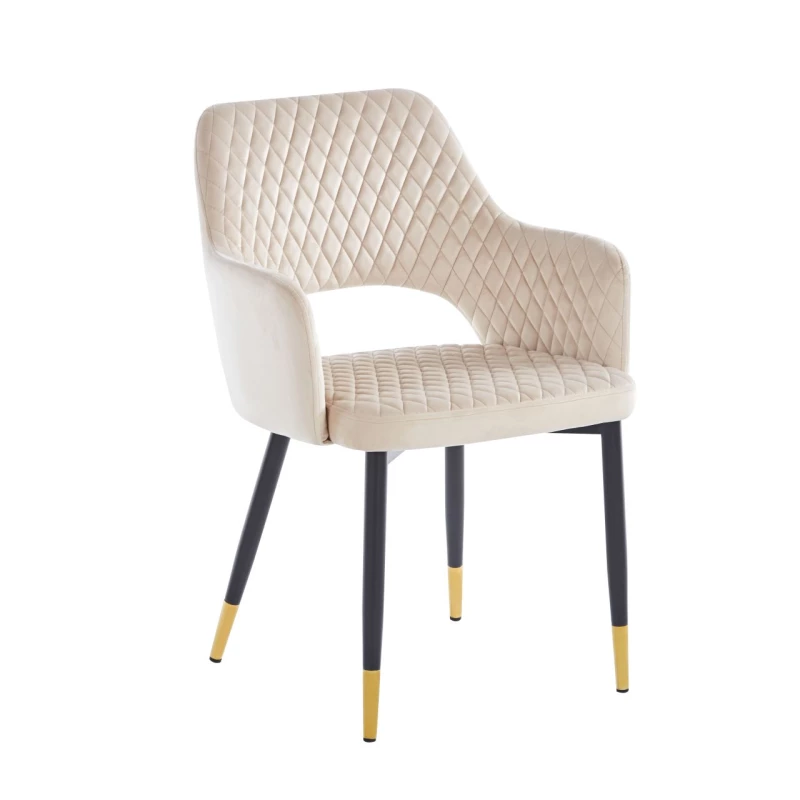 YONITA Polsterstuhl für Esszimmer - beige / schwarz / gold