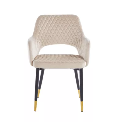 YONITA Polsterstuhl für Esszimmer - beige / schwarz / gold