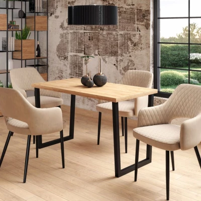 YONITA Polsterstuhl für Esszimmer - beige/schwarz