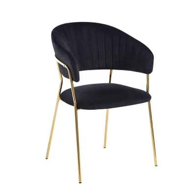 RONIL Polsterstuhl für Esszimmer – Schwarz/Gold