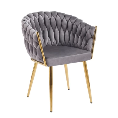 Designer-Polstersessel ZYPHIRA – Grau/Gold
