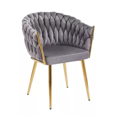 Designer-Polstersessel ZYPHIRA – Grau/Gold