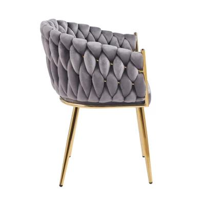 Designer-Polstersessel ZYPHIRA – Grau/Gold