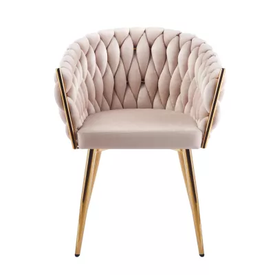 Designer-Polstersessel ZYPHIRA – Beige/Gold