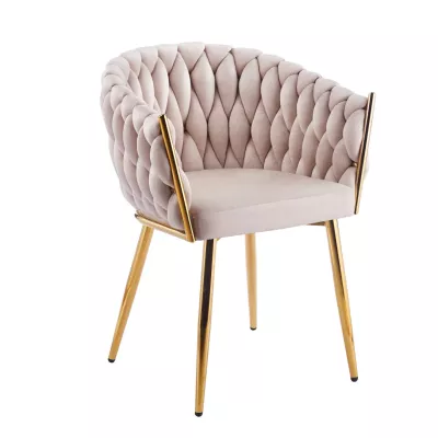 Designer-Polstersessel ZYPHIRA – Beige/Gold
