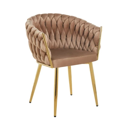 Designer-Polstersessel ZYPHIRA – Cappuccino/Gold