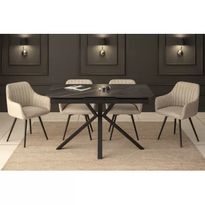 Drehsessel VLADANA mit Polsterung – beige/schwarz