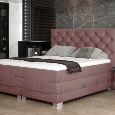 Verstellbares Doppelbett 180x200 LIVANO - Hellrosa