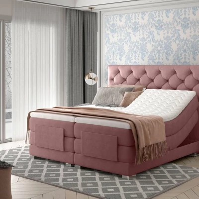 Verstellbares Boxspringbett 140x200 LIVANO - Hellrosa