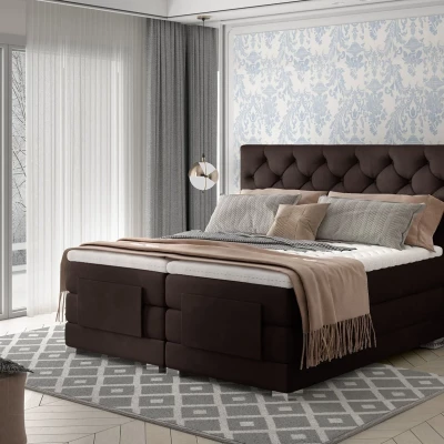 Verstellbares Boxspringbett 140x200 LIVANO - dunkelbraun