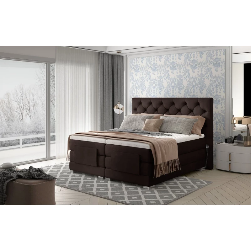 Verstellbares Boxspringbett 140x200 LIVANO - dunkelbraun