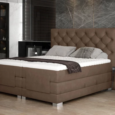 Verstellbares Boxspringbett 140x200 LIVANO - hellbraun