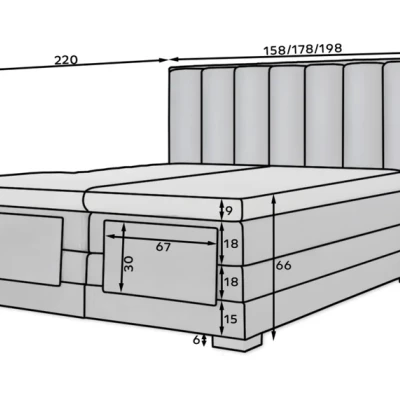Verstellbares Doppelbett 180x200, Version - Anthrazit