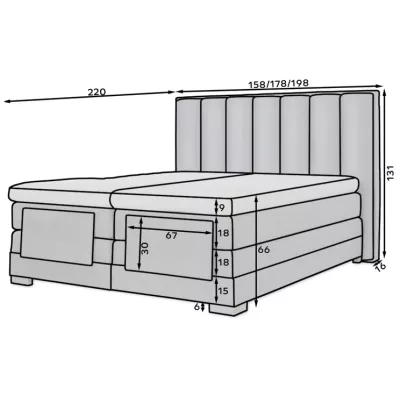 Verstellbares Doppelbett 180x200, Version - Hellbeige