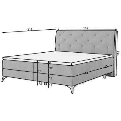 Kontinentales Bett 140x200 LIGNORA - hellbeige