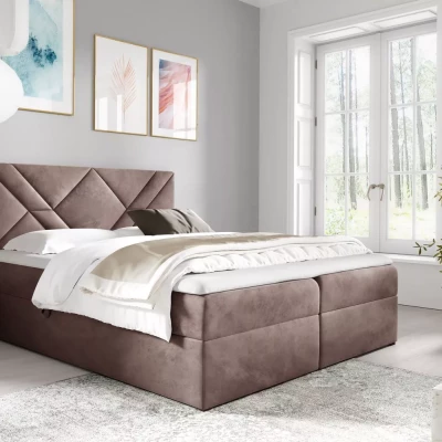 Boxspringbett ASKOT – 120 x 220 cm, altrosa + GRATIS Matratzenauflage