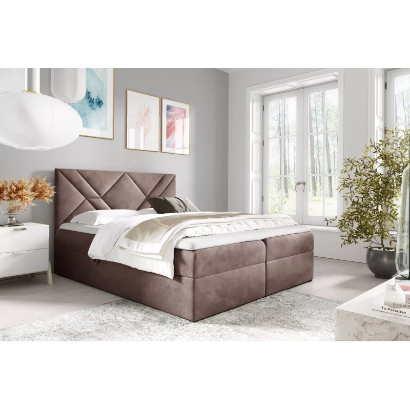 Boxspringbett ASKOT – 120 x 220 cm, altrosa + GRATIS Matratzenauflage