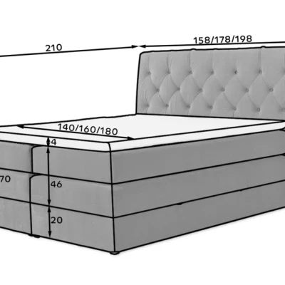 Boxspringbett 140x200 VORVIRO - hellgrau