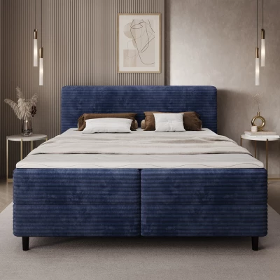 Kontinentales Bett mit Stauraum 160x200 CELINO - dunkelblau