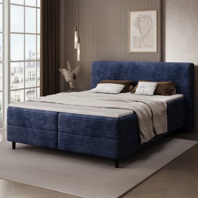 Kontinentales Bett mit Stauraum 160x200 CELINO - dunkelblau