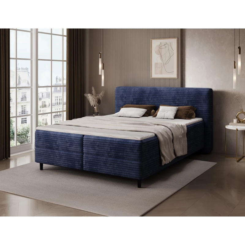 Kontinentales Bett mit Stauraum 160x200 CELINO - dunkelblau