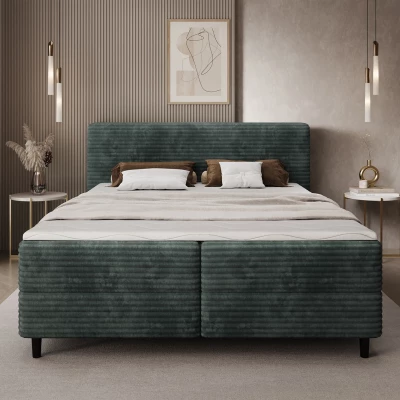 Kontinentales Bett mit Stauraum 160x200 CELINO - Dunkelgrün